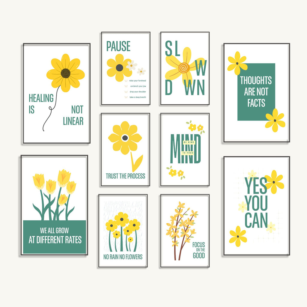 10 Mindfulness & Positive Thinking Posters, Wall Art, Calm Corners Deco, Mental Health Posters